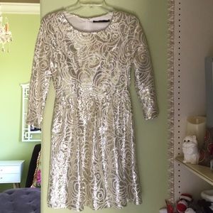 Sparkly gold sequined holiday dress